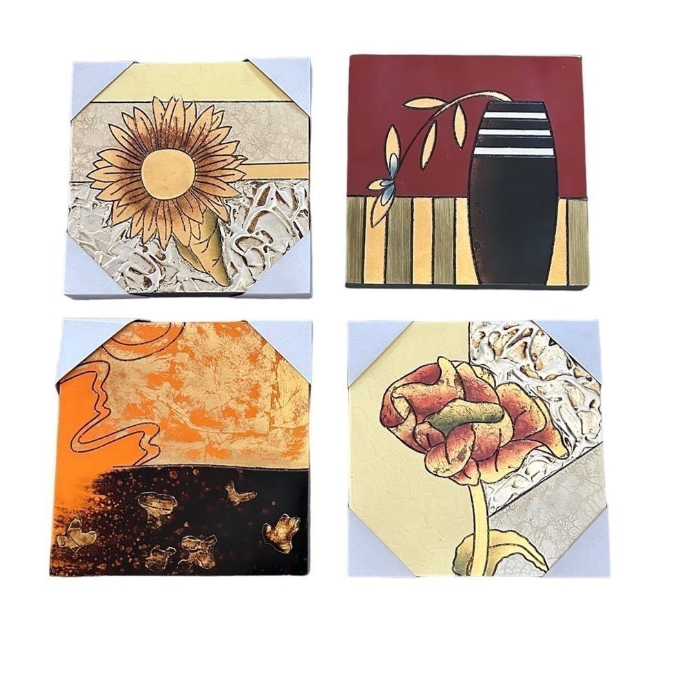 Wooden Decor Flower Wall Art 4 Pieces brand new